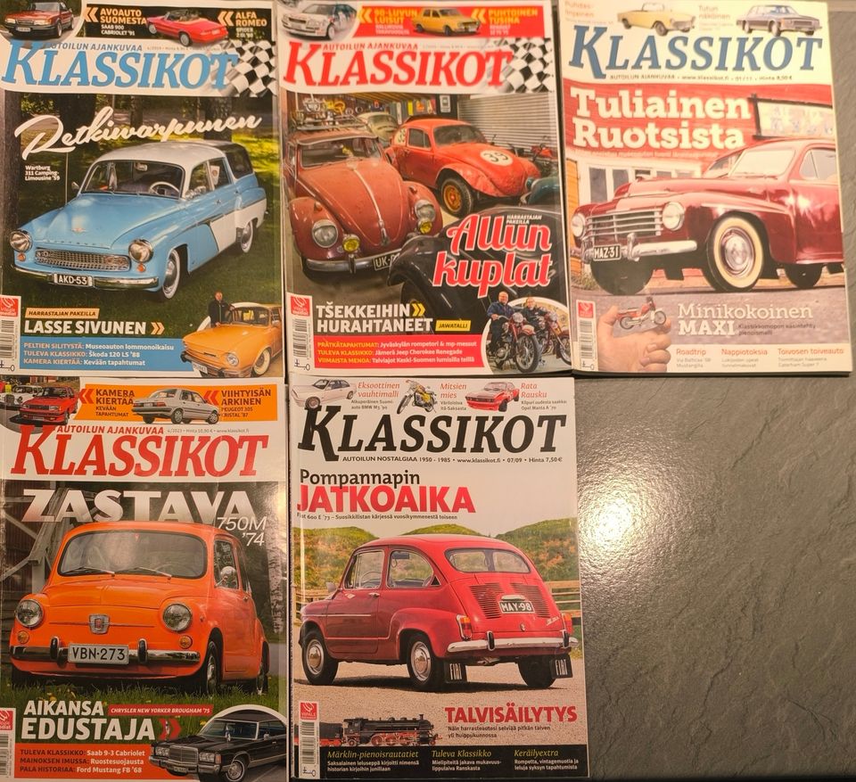 Klassikot, autoilun ajankuvaa lehtiä 5 kpl vuosilta 2009 - 2023