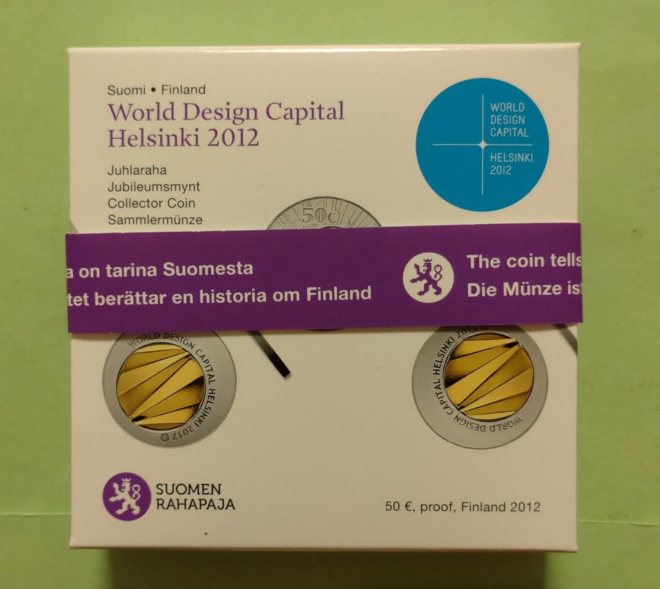 50 € 2012 kulta/hopea raha, World Design Capital.