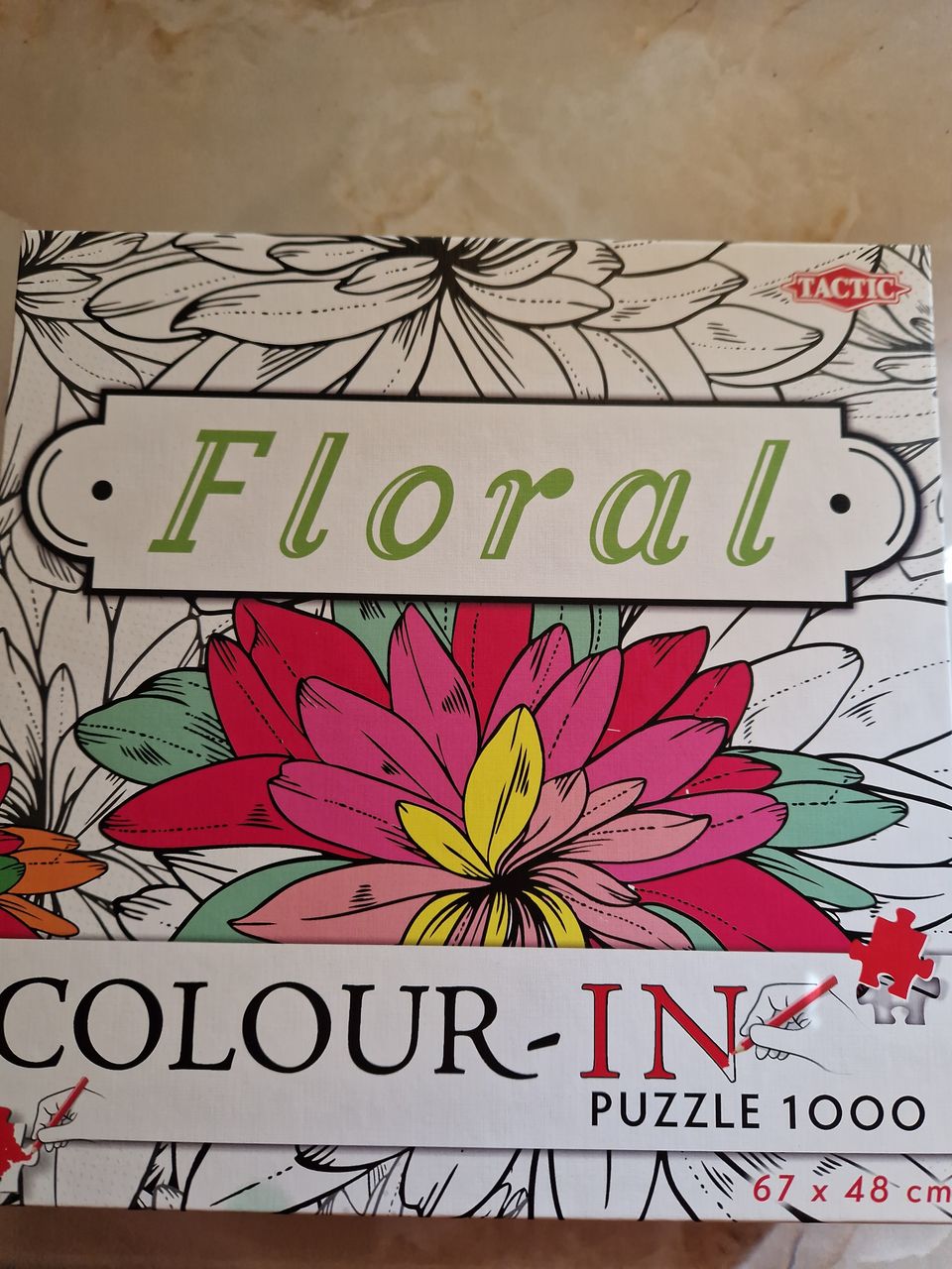 Tactic Floral Colour-in Puzzle 1000 - Tuhannen palan väritys palapeli.