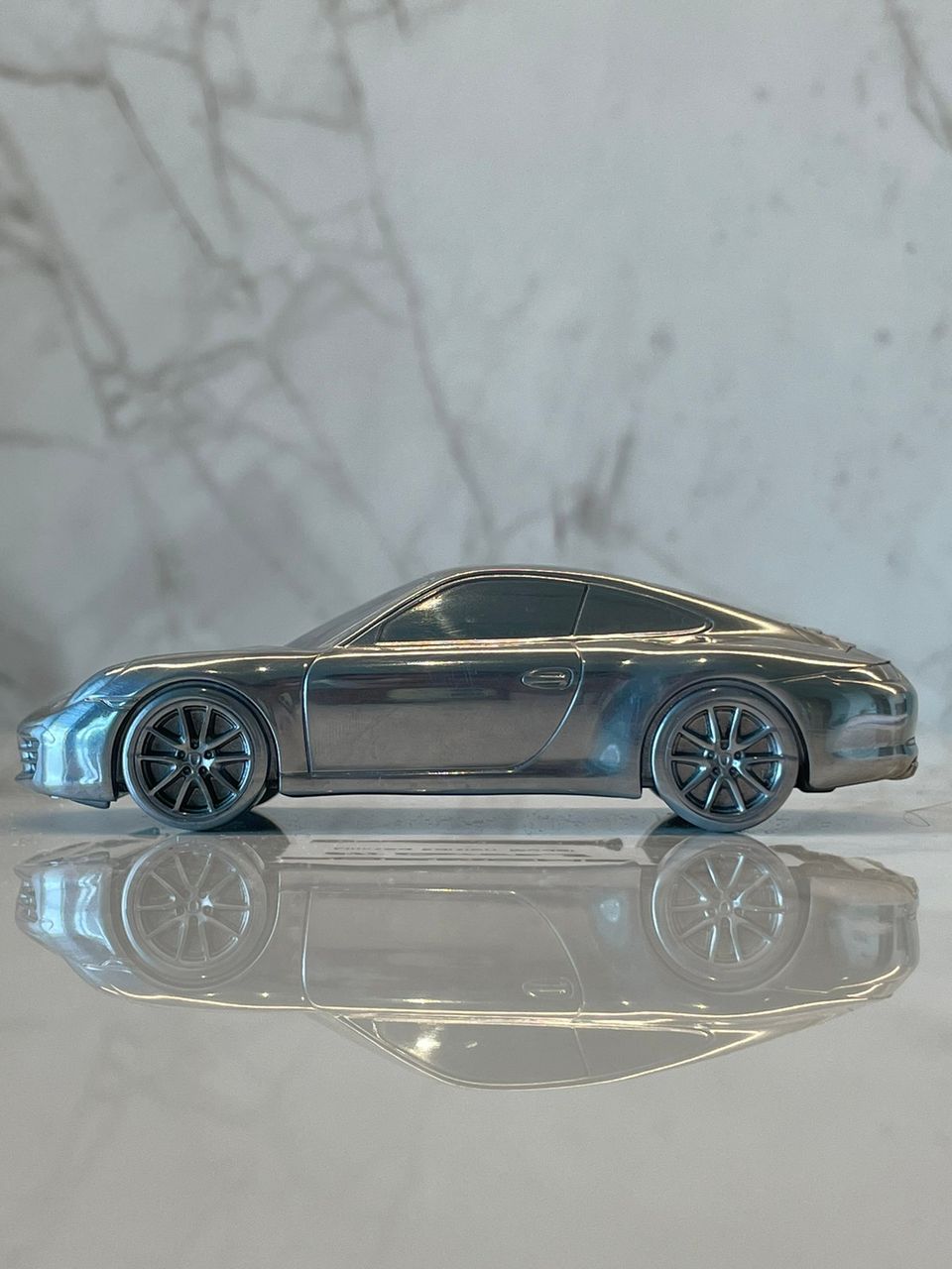 Porsche 911 Carrera S  Aluminum Chrome model scale 1:43 Paperweight