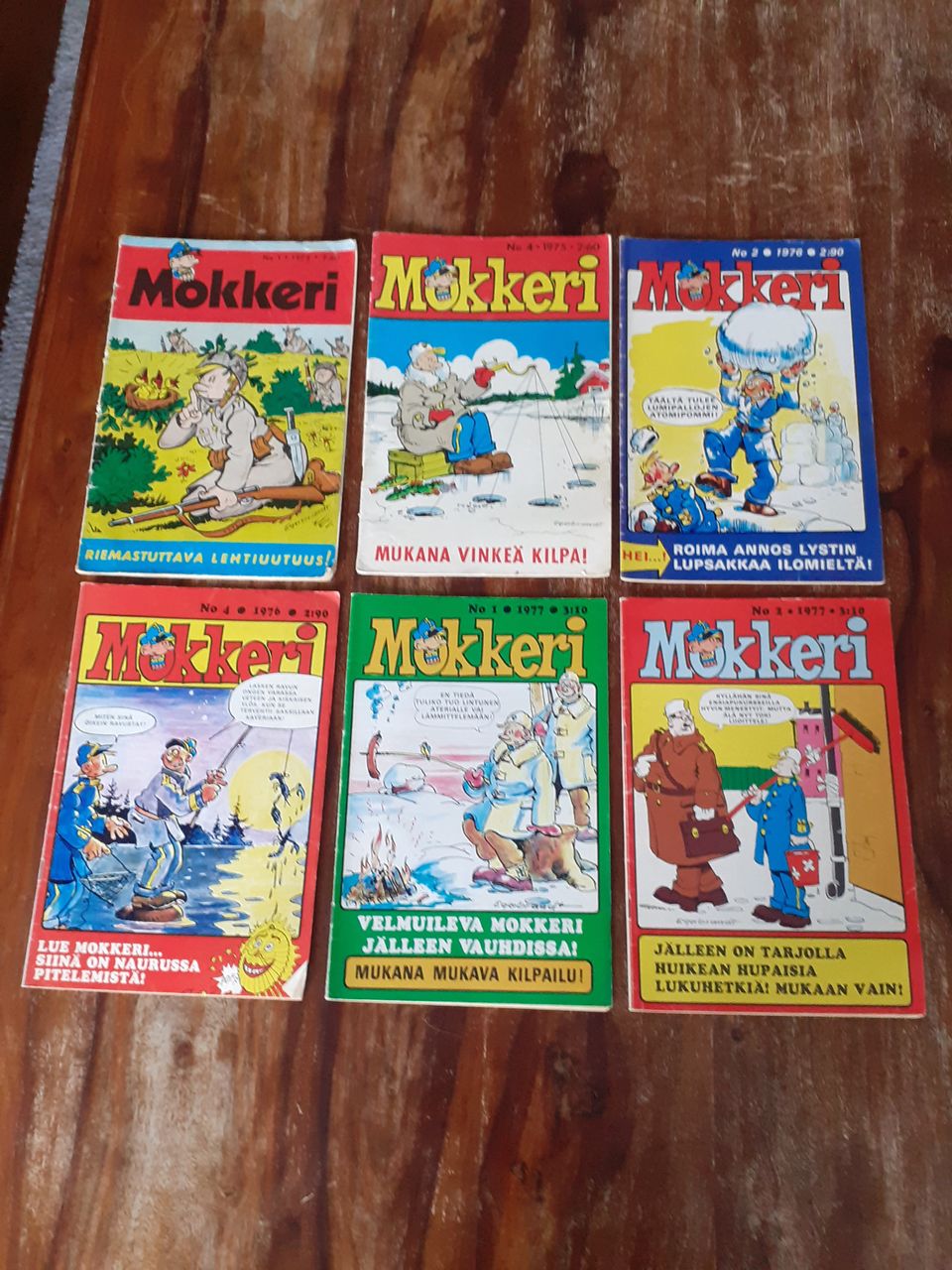 Mokkeri sarjakuvalehtiä 6kpl vuosilta 1975-1977