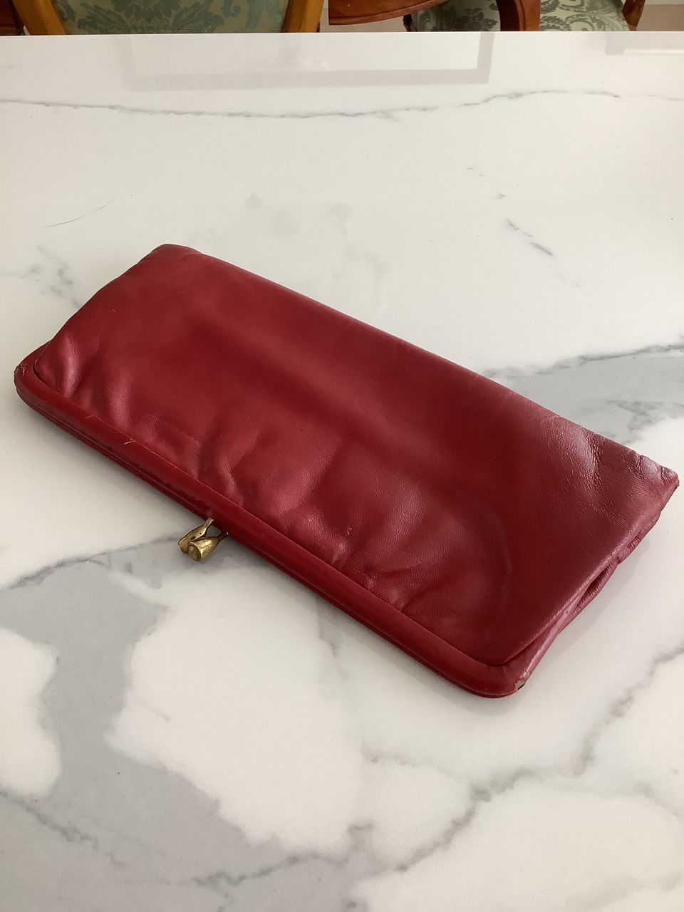 Punainen nahkainen Vintage clutch