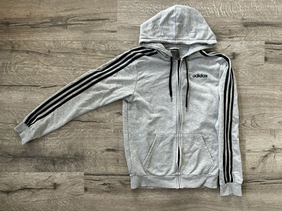 Adidas-huppari vetoketjulla, harmaa