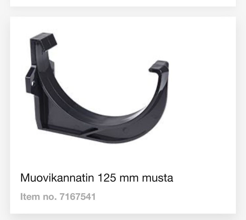 Plastmo sadevesijärjestelmän muovikannatin musta 125mm