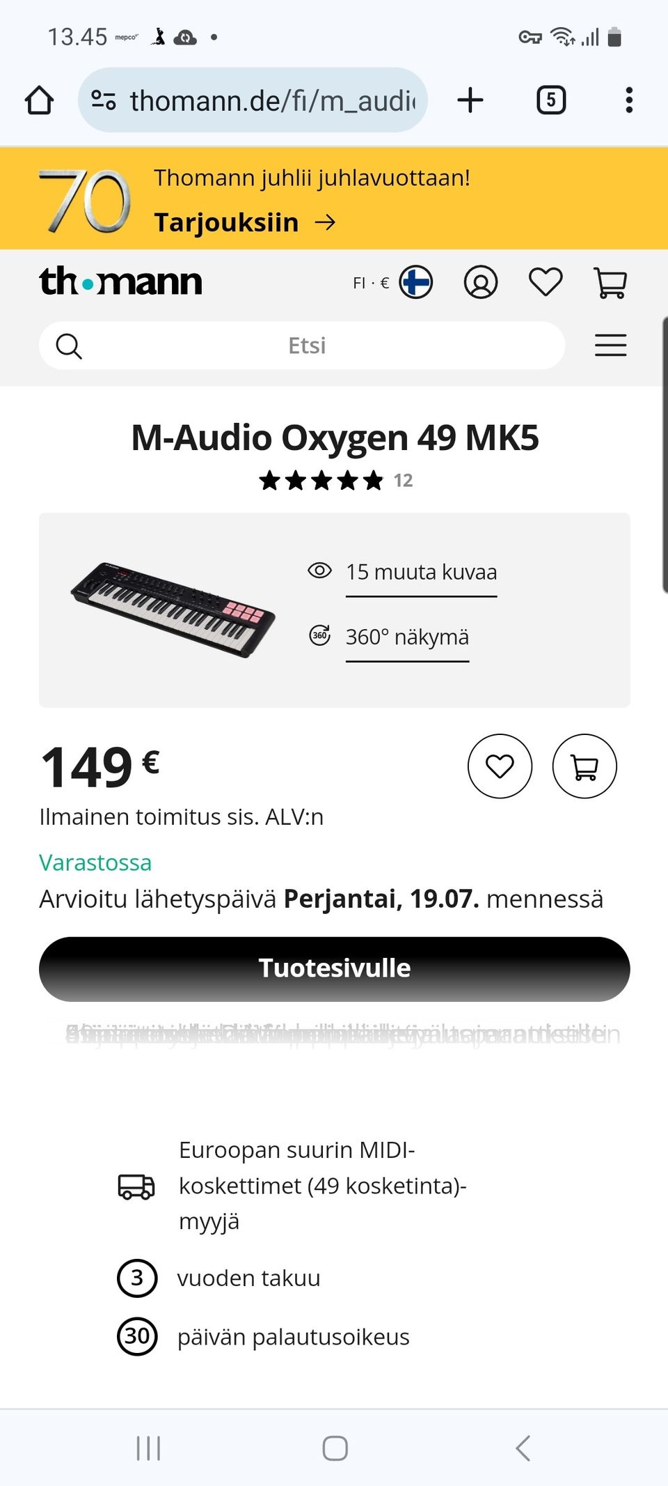 M-audio kosketinsoitin