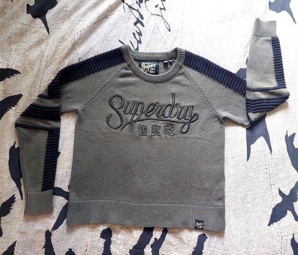 Vihreä/musta/kulta SuperDry neulepusero, 38