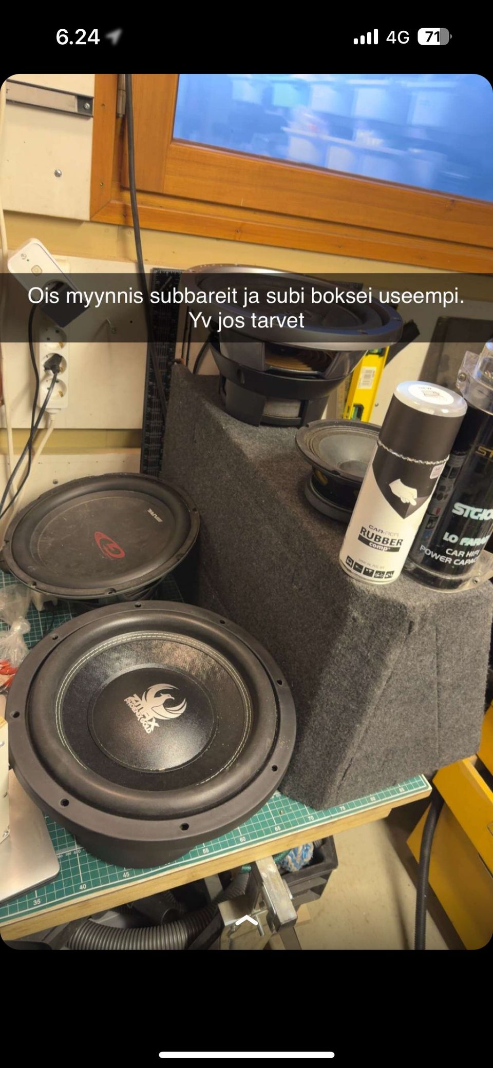 12" subbareita ja koteloita, 4kw vahvari