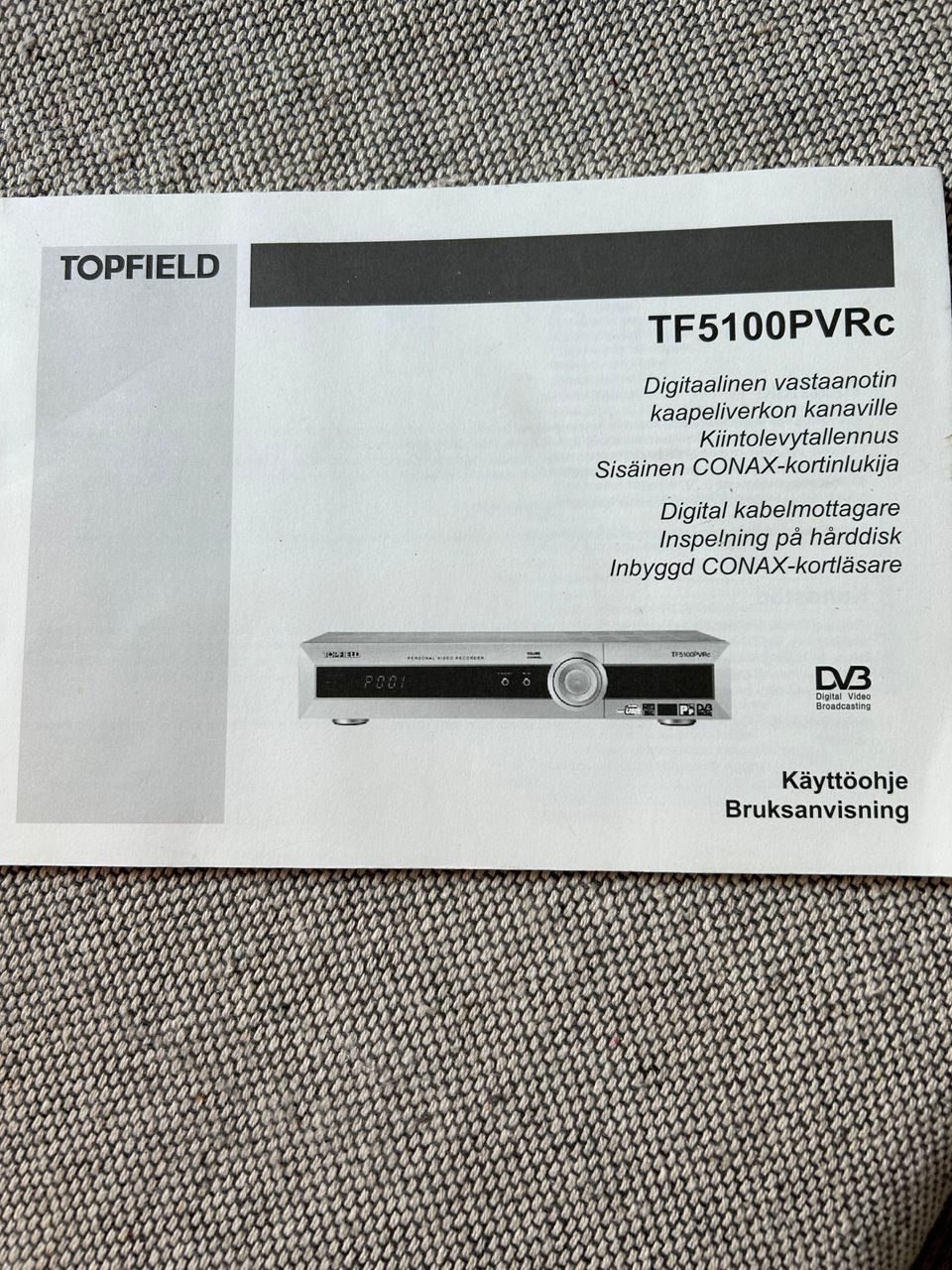 Topfield digiboxi TF5100 PVRc ohjekirja