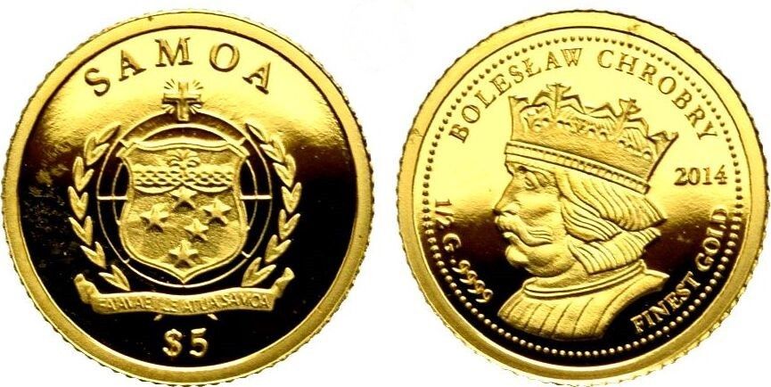 KULTAKOLIKKO 5 DOLLARS 2014 (Boleslaw Chrobry) HARVINAINEN