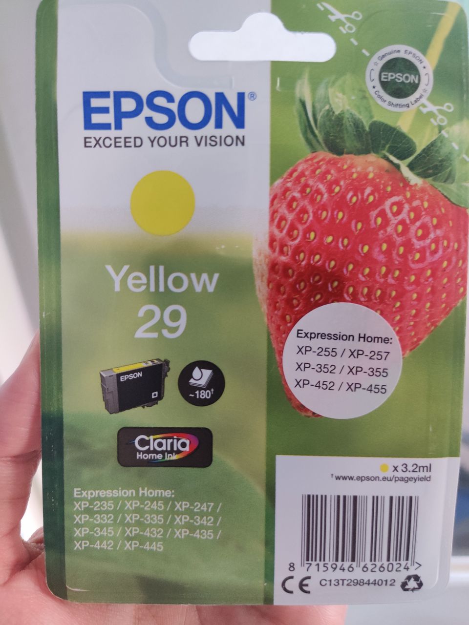 Epson keltainen muste 29, printer ink cartridge yellow