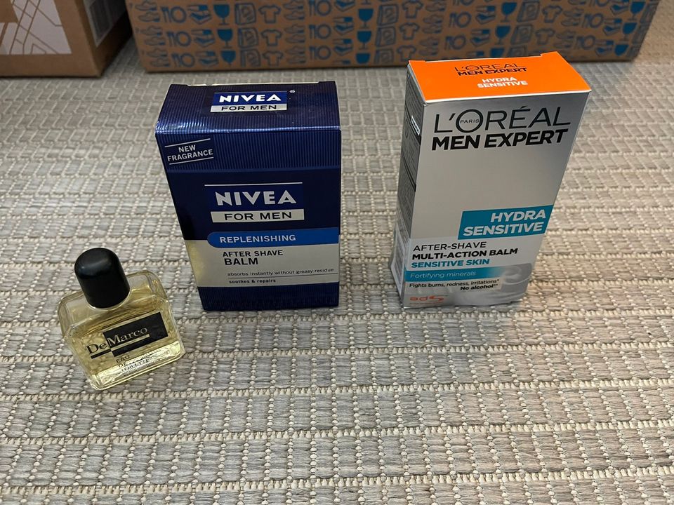 Nivea ja Loreal aftersave balsamit. Kokeiltu vain, eli lähes uudet.