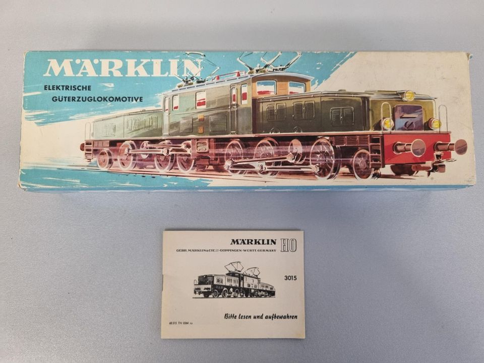 Märklin 3015 Krokodil, vuodelta 1964, laatikko + ohjevihko