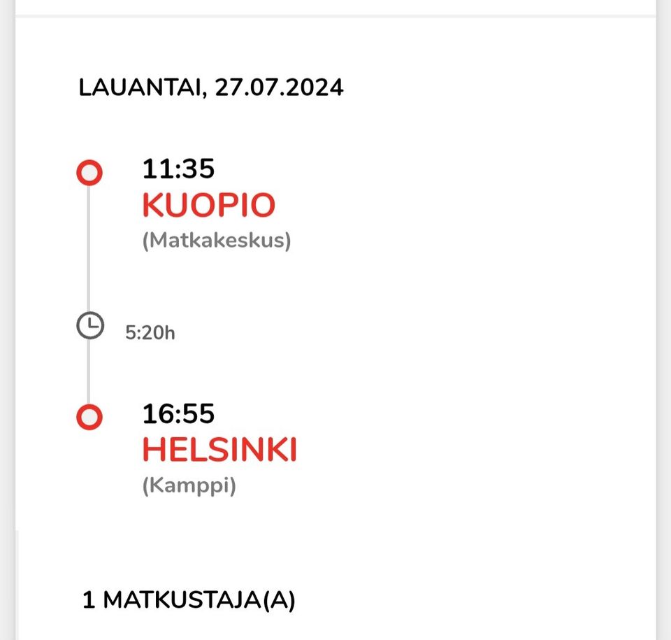 La 27.7. Kuopio-Helsinki Onnibus