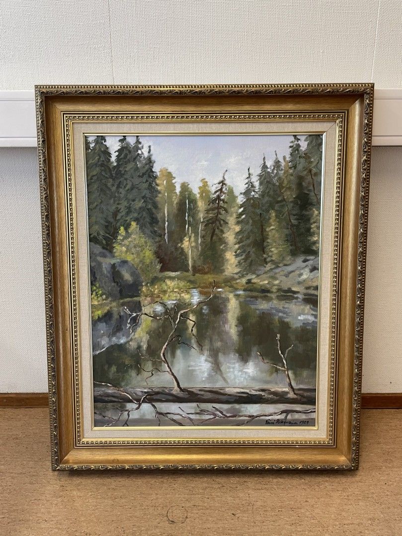 Öljyvärimaalaus, V. Horttanainen, Metsälampi 1989