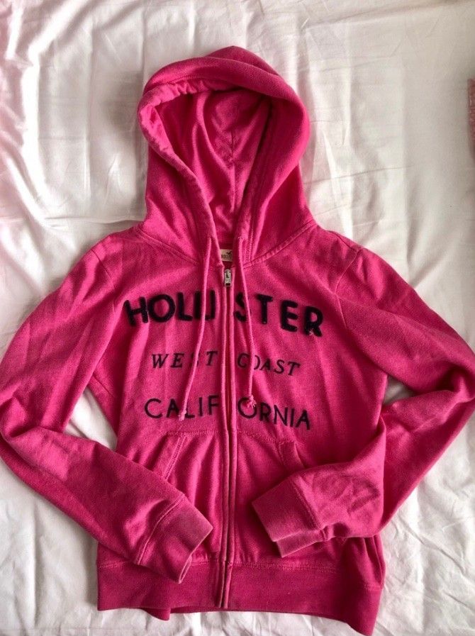 Hollister pinkki / vaaleanpunainen vetoketjullinen huppari XS