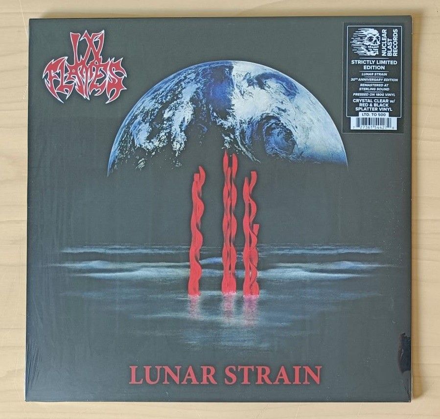 In Flames - Lunar Strain - Crystal Clear with Red & Black Splatter LP - Sealed