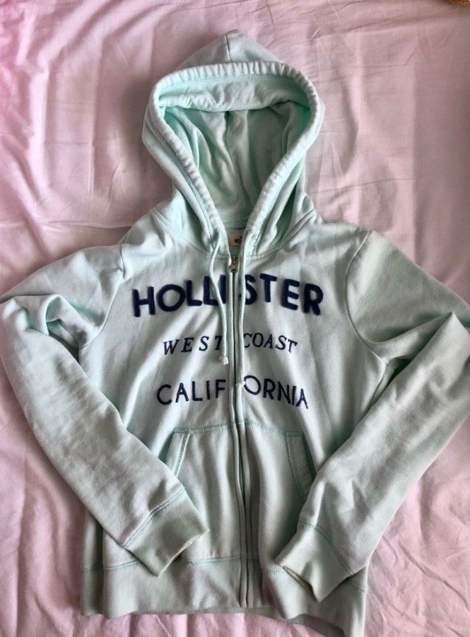 Hollister turkoosi vetoketjullinen huppari XS