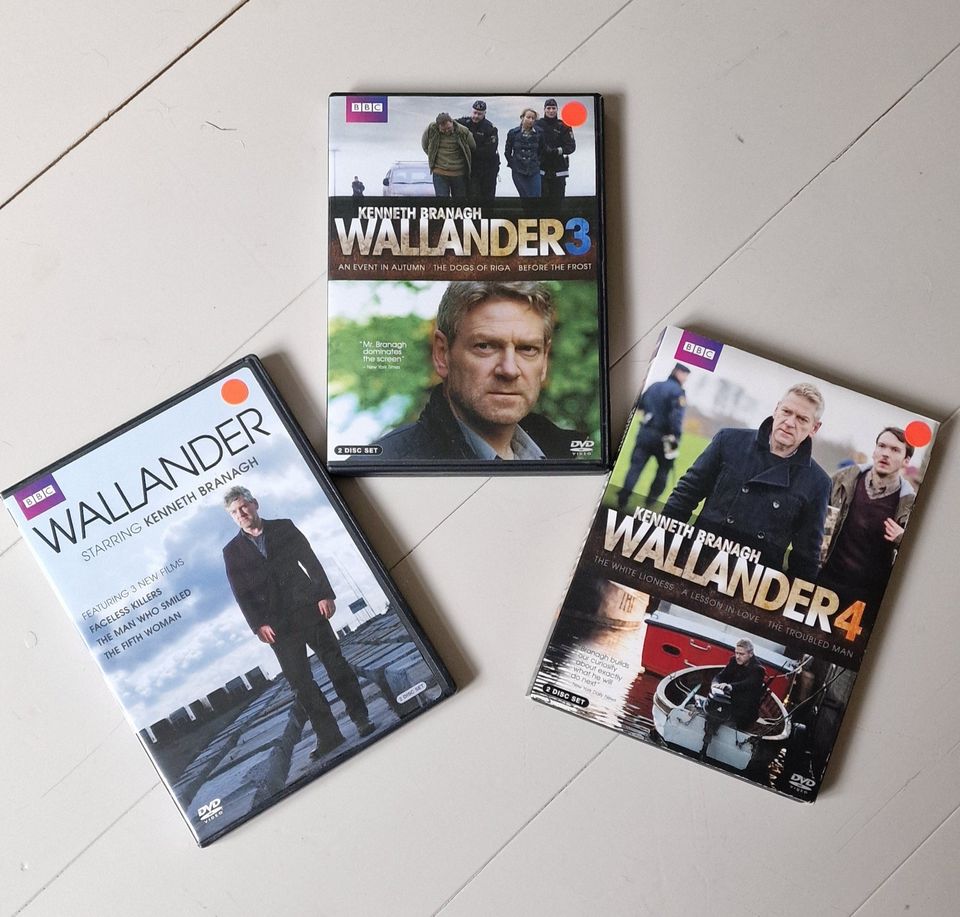 Wallander-sarjan DVD:t 1, 3 ja 4 (BBC, Kenneth Branagh) – aluekoodi 1