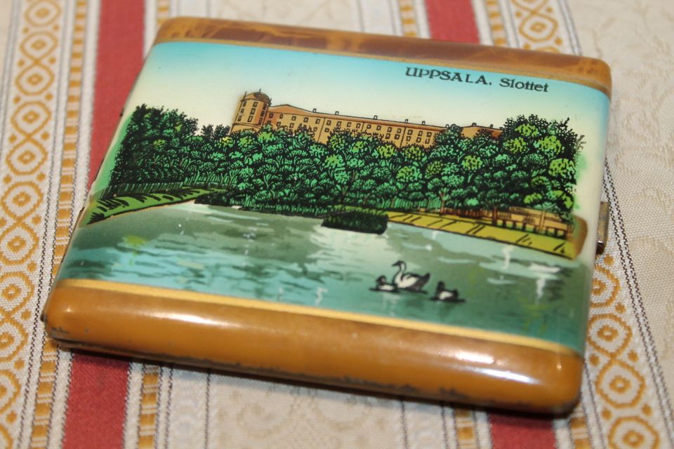 Uppsala 10cm vintage linna Ruotsi vanha savukerasia 50-luku metalli Italia