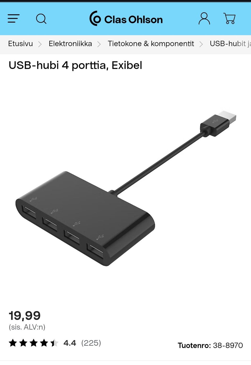 USB-hubi 4 porttia, Exibel