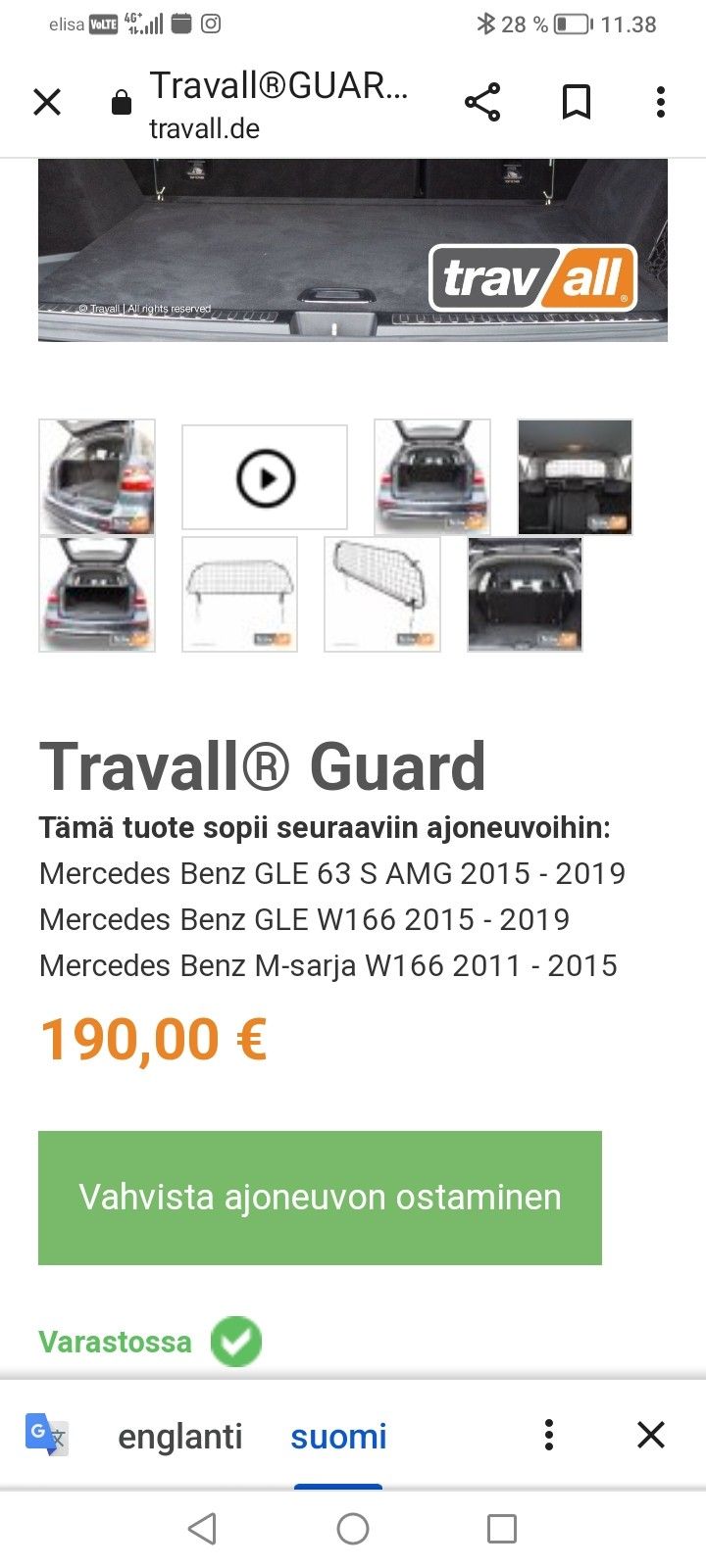 Travall Guard auton tavaratilan koiraverkko