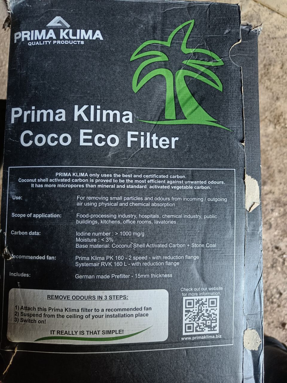 Prima klima coco eco filter 900m³/h 650cm