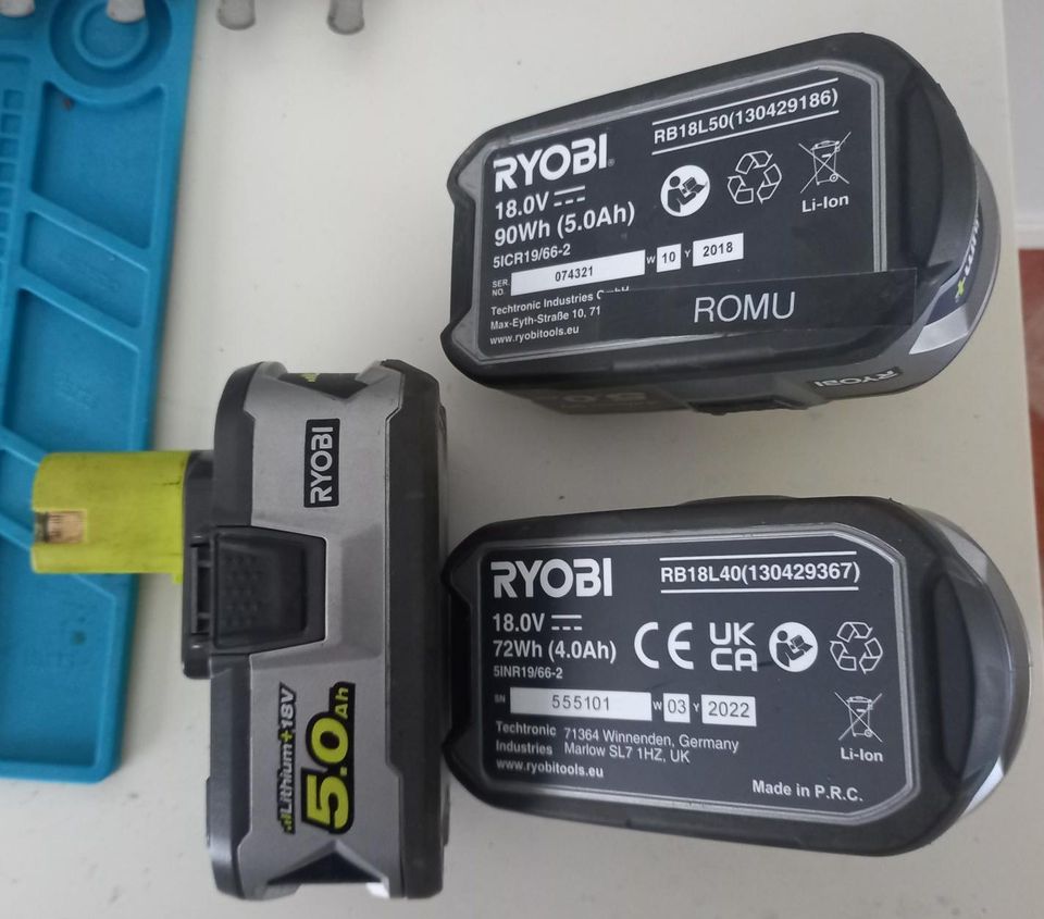 Ryobi 18V varaosa akkuja