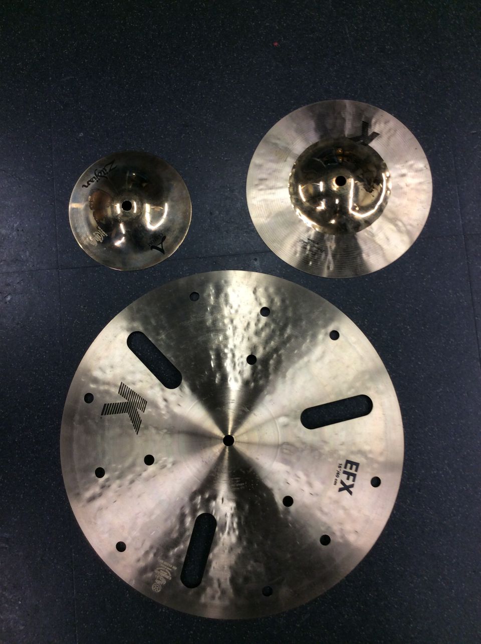 Zildjian A Custom Splash 6", K Custom Hybrid Splash 9" & K EFX 16" cymbals