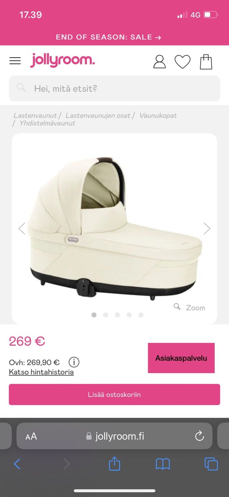 Cybex COT S Lux Vaunukoppa, Seashell Beige