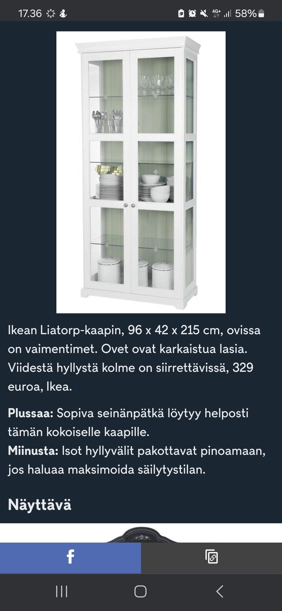 Ikea Liatorp Vitriinikaappi