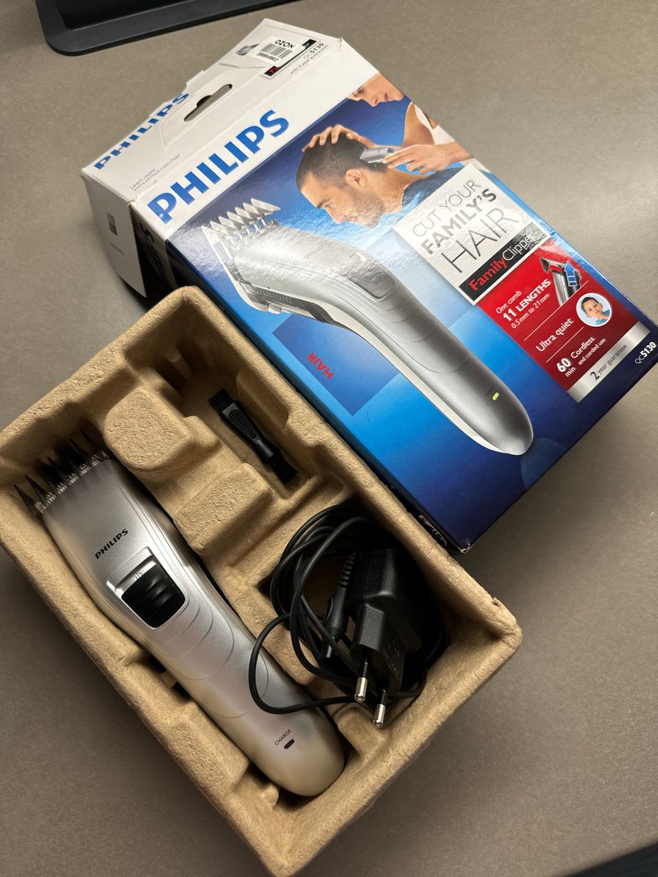 Philips Hiustenleikkuukone QC5130/15, vaaleanharma