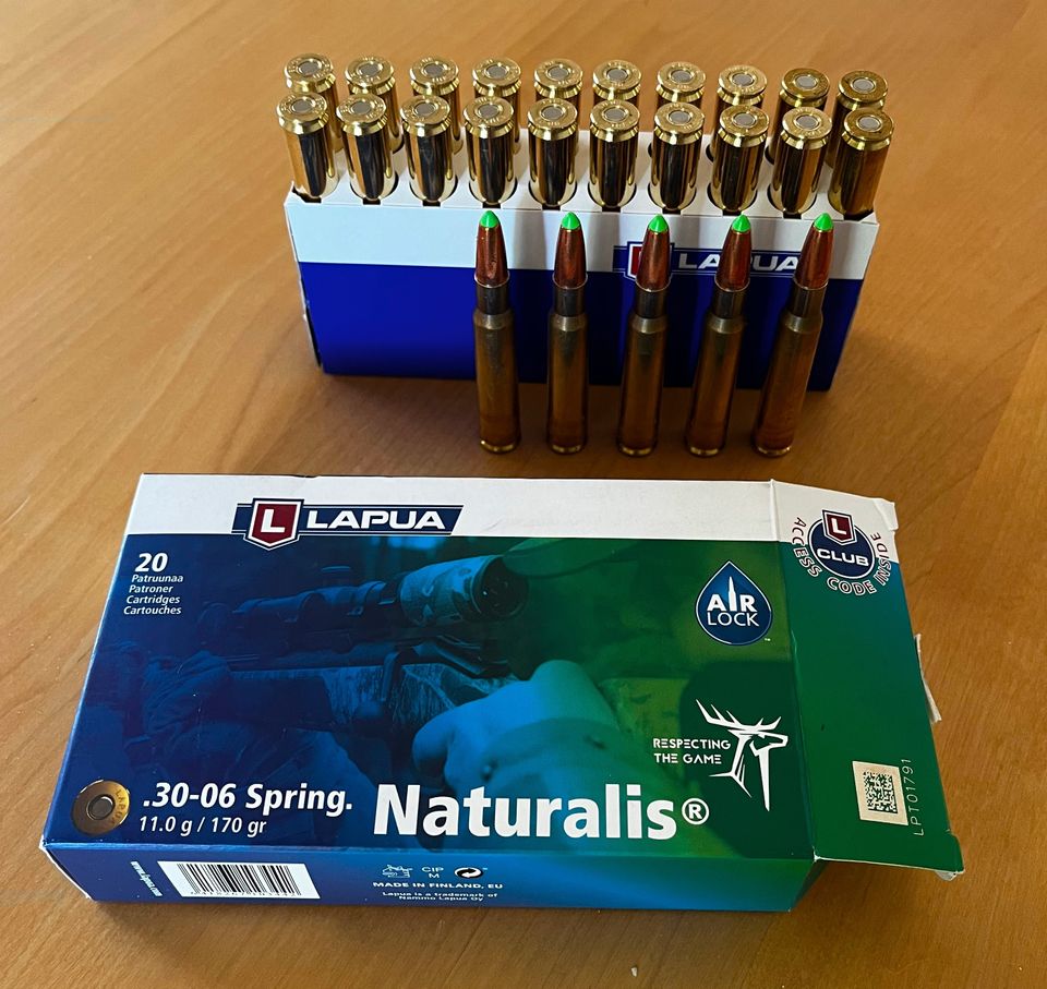 25 kpl Lapua Naturalis .30-06 patruunat