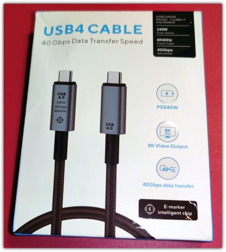 Uusi laadukas USB C 240W / 40Gpbs USB4 kaapeli /0,5m