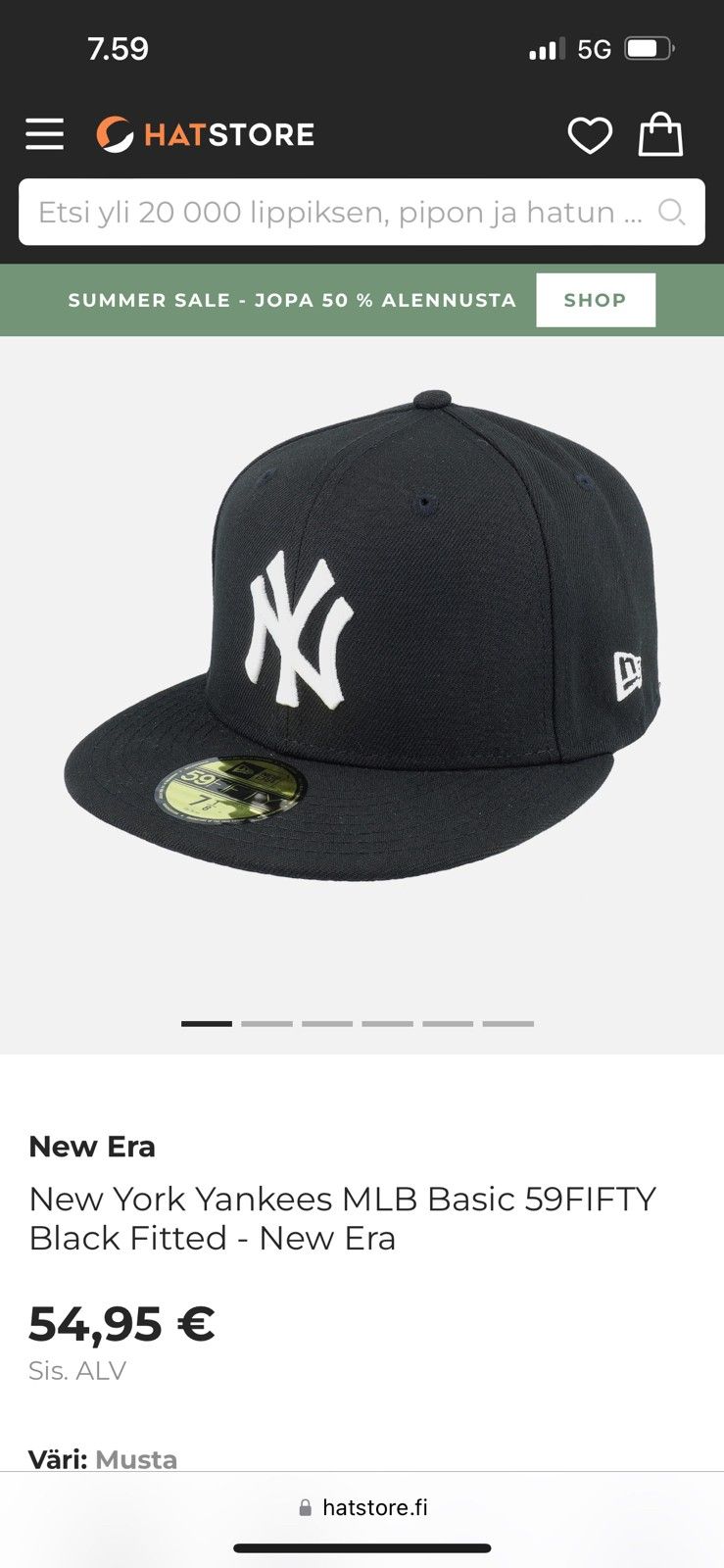 Käyttämätön New York Yankees MLB Basic 59Fifty Black Fitted lippis