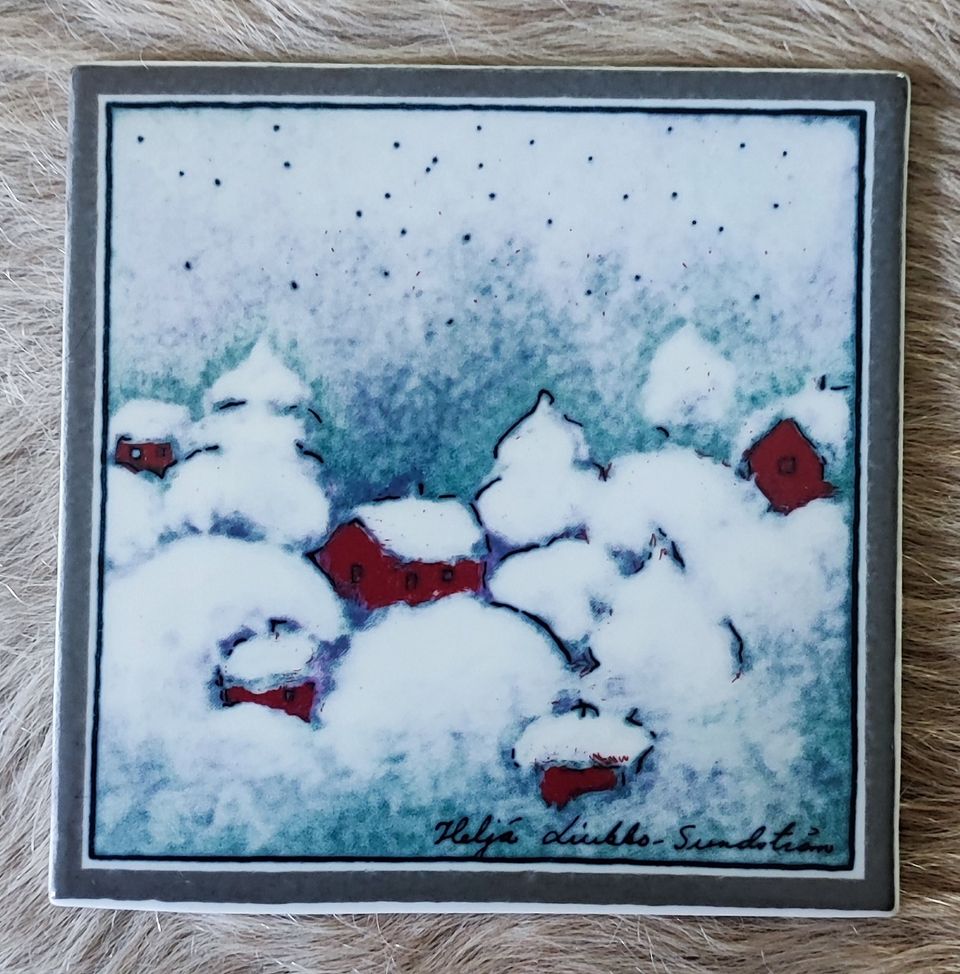 Arabia Heljä Liukko-Sundström seinälaatta 12x12 cm Tähtien yössä (1999)