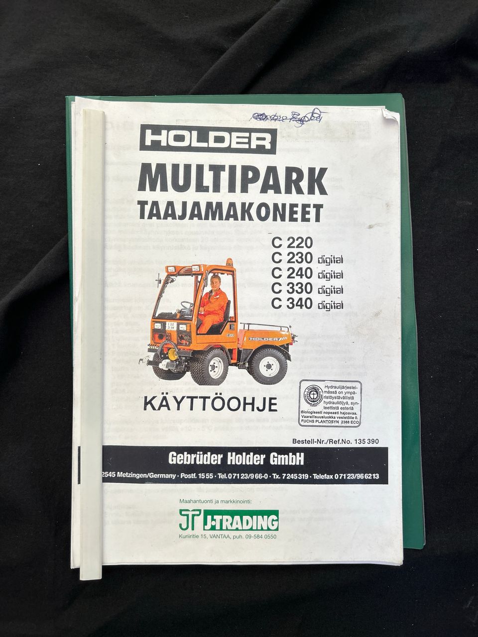 Käyttöohjekirja Holder Multipark taajamakoneet c220 c230 c240 c330 c340