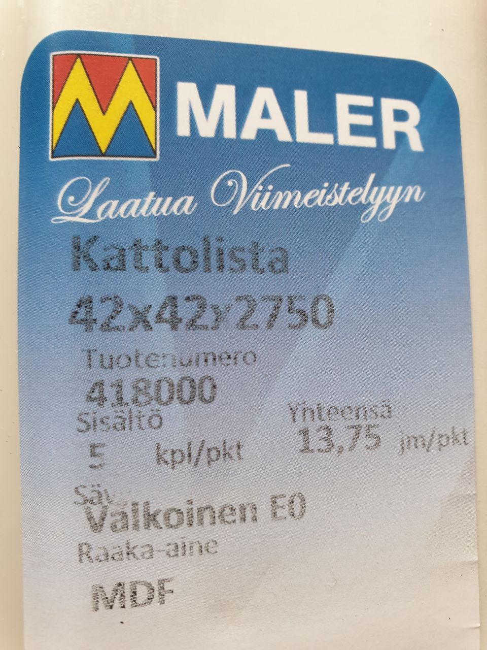 Maler kattolista MDF