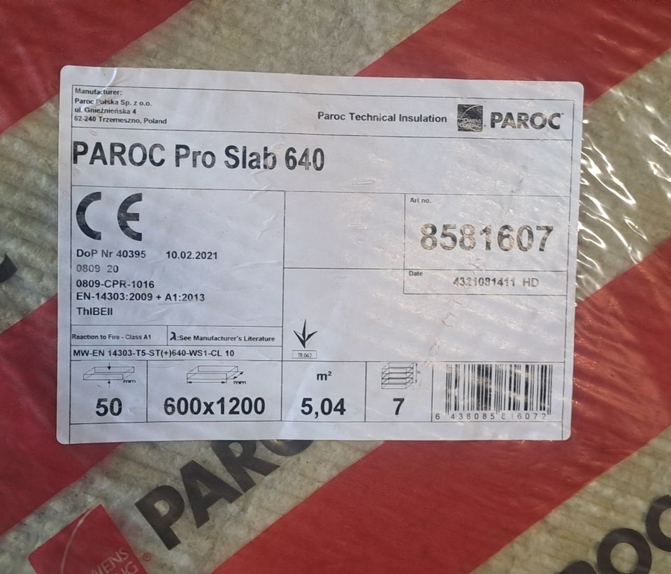 Paroc Pro Slab 640 50mmx600x1200