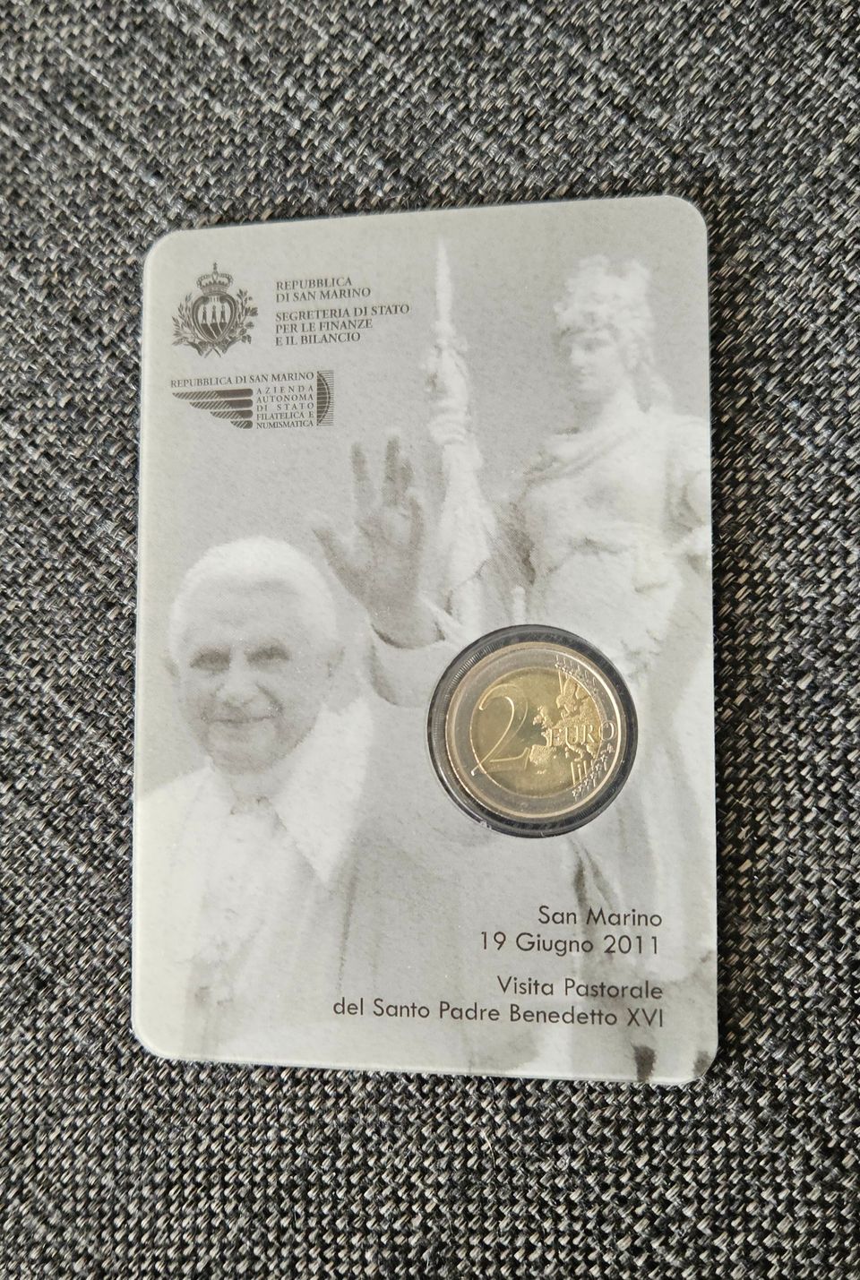 San Marino 2€ 2011 coincard "Visit Pope"