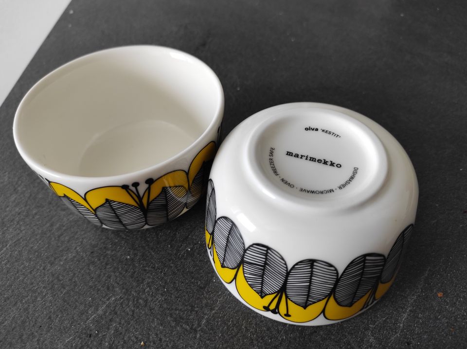 Marimekko keltaiset kestit kulhot