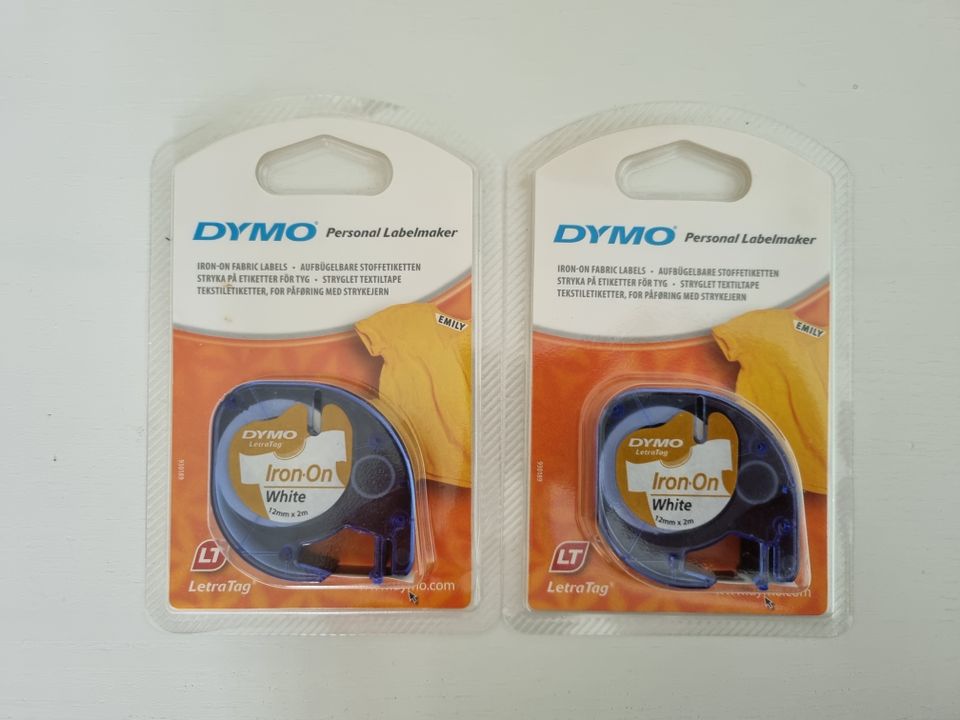 2x Dymo LetraTAG -silitettävä teippi 12 mm x 2 m