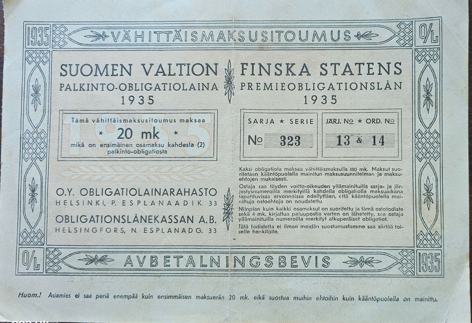 Suomen Valtion Obligaatiolaina 1935