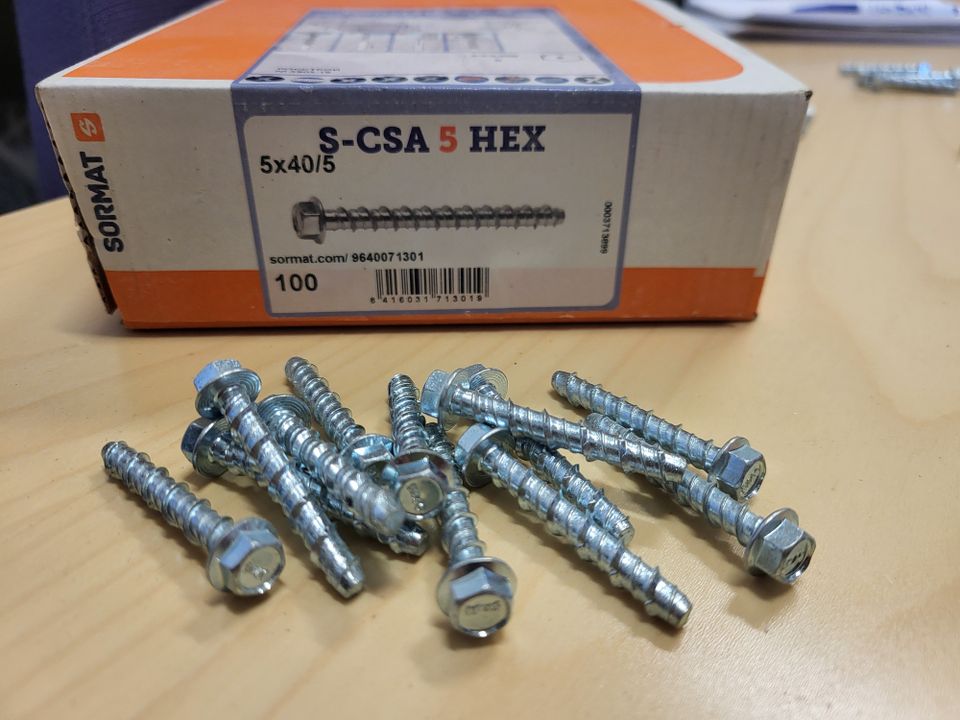 Betoniruuvi S-CSA HEX 5X40/5 ZN, 74 kpl