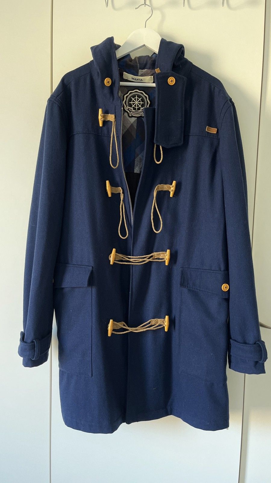 makia duffle coat navy