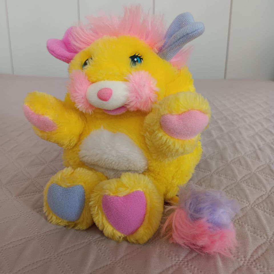 Popples keltainen vintage retro pehmolelu Potato Chip 1986