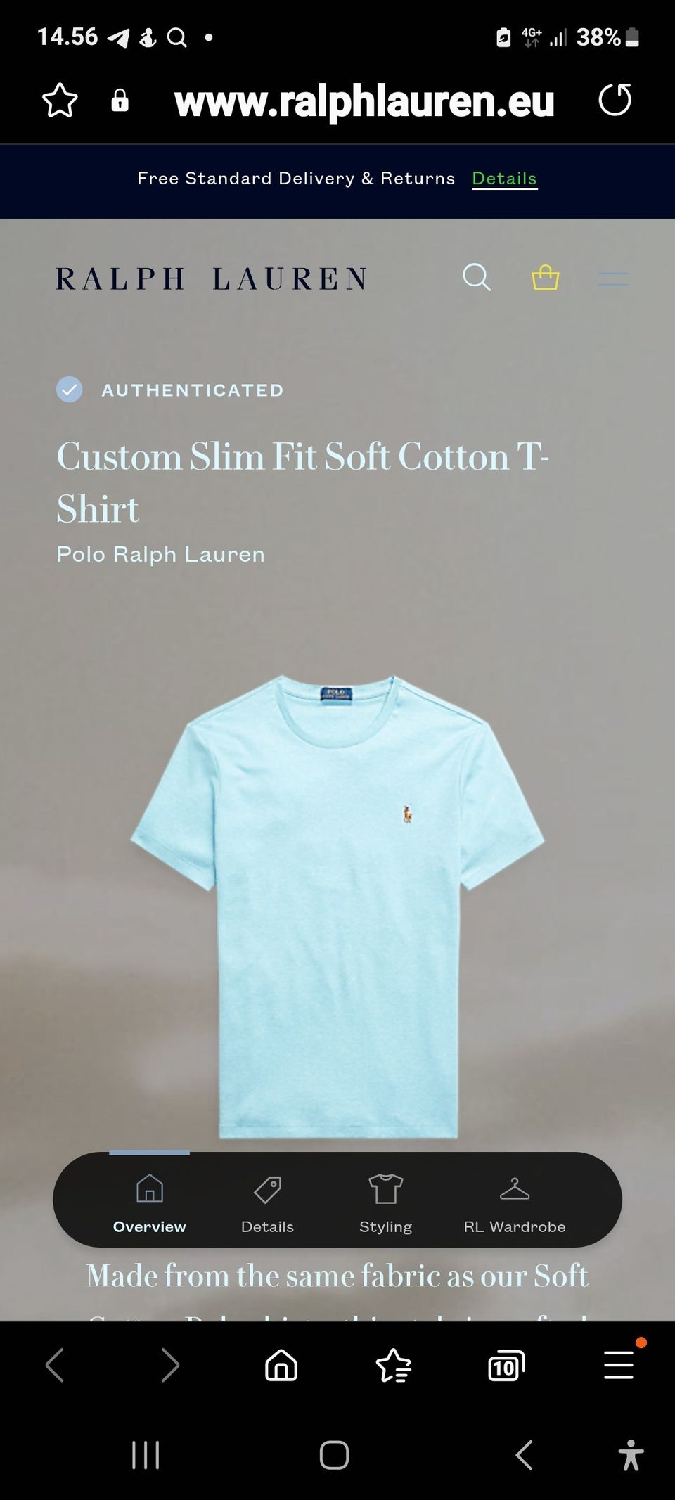 RALPH LAUREN POLO CUSTOM SLIM FIT T-paita