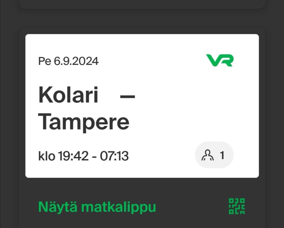 Makuupaikka 6.9. Kolari-Tampere