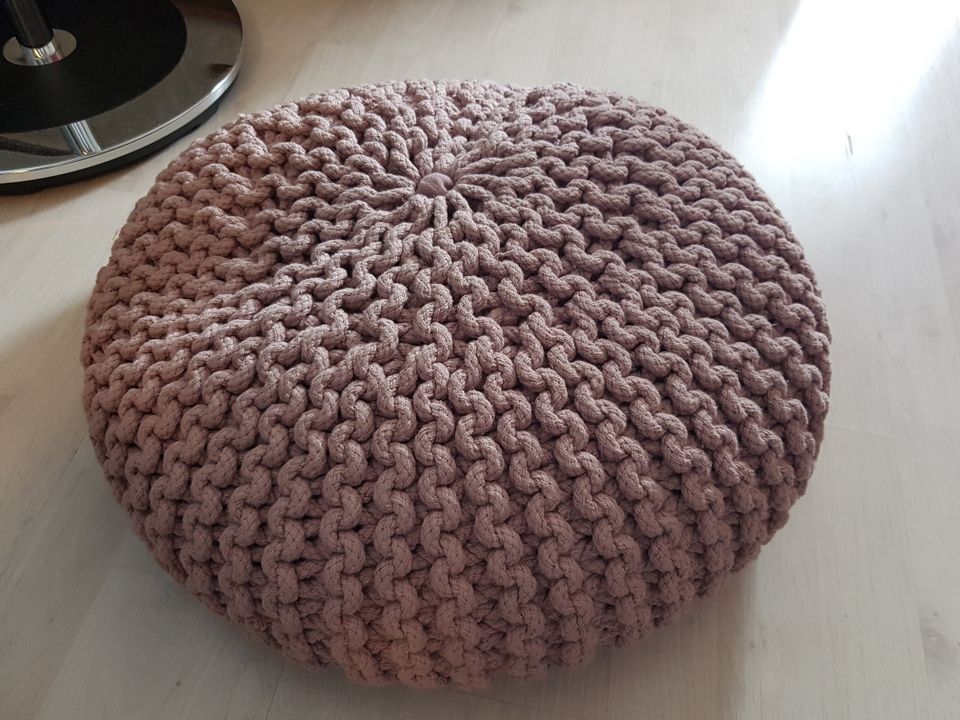 Rahi beige-ruskea kudottu kangas 45x15cm Neulottu Pouff Jalkatuoli