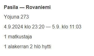 Pasila - Rovaniemi