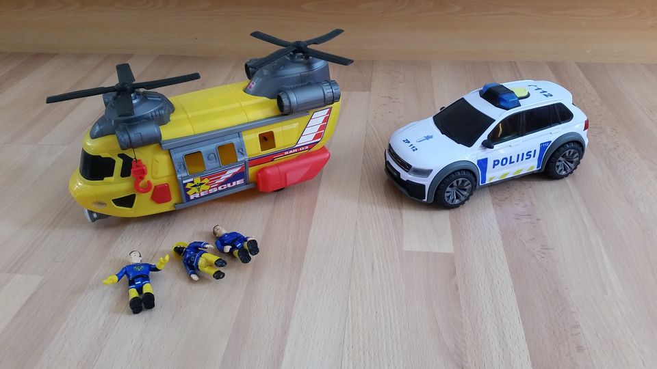 Dickie Toys poliisiauto ja helikopteri  7e/kpl